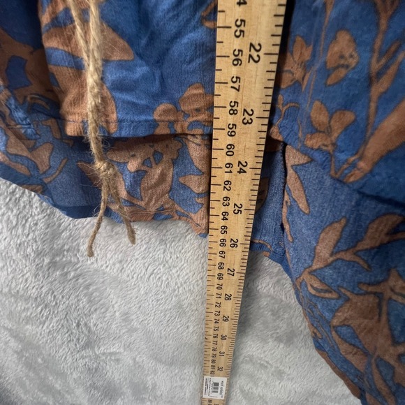 Market & Spruce Blue Brown Floral Flutter Sleeve 2X Boho Cottagecore Peasant - Picture 7 of 9